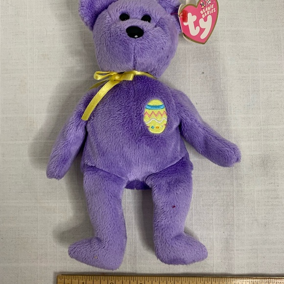 TY BEANIE BABY | “Eggs III” the Purple Easter Bear with tag - Picture 10 of 10